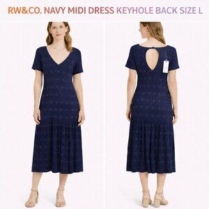 RW&CO. Navy Blue Midi Dress